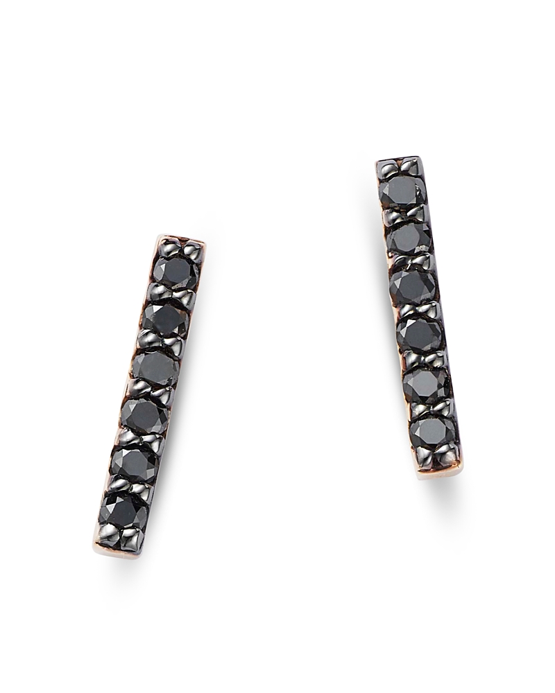 Bloomingdale's Black Diamond Bar Stud Earrings In 14k Yellow Gold, 0.10 Ct. T. W. In Black