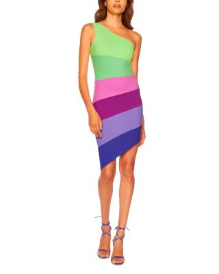 Susana Monaco Color Blocked One Shoulder Dress