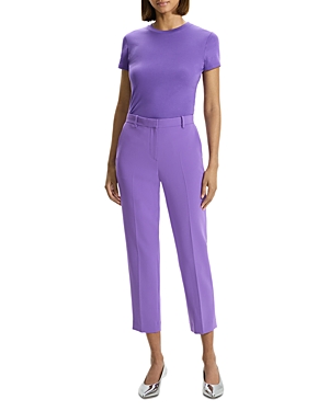 Theory Treeca 4 Admiral Crepe Tailored Crop Trousers In Bright Peony