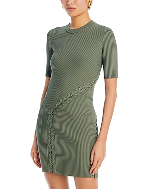 Shop Simkhai Gilly Lace Up Ribbed Mini Dress In Park Slope