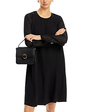 Eileen Fisher Silk Pullover Dress with Sheer Sleeves