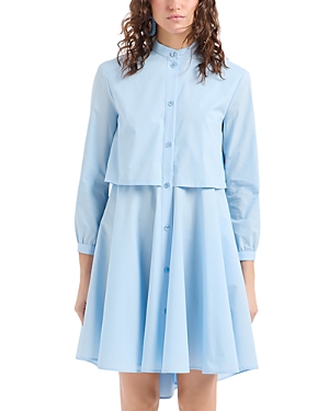 Shop Emporio Armani Poplin Button Front Dress In Lightblue