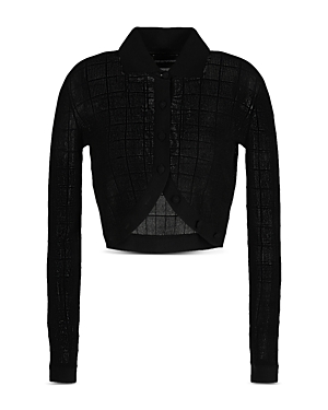 Emporio Armani Cropped Cardigan In Solid Black