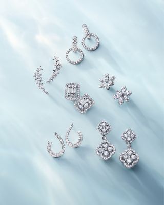 Diamond Fancy Cut Ear Climbers in 14K White Gold, 1.0 tcw&amp;nbsp;