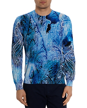 Shop Robert Graham Boeger Cotton & Linen Classic Fit Crewneck Sweater In Multi