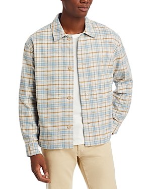 Shop Frame Plaid Relaxed Fit Shirt Jacket In Light Blue