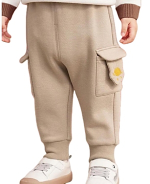 Shop Balabala Unisex Sheared Plush Knitted Trousers - Baby, Little Kid In Khaki