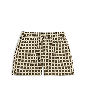 Shop Oas Primo Box Tailored Fit 4.3 Swim Trunks In Beige