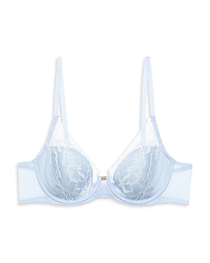 Natori Flora Underwire Contour Bra In Blue/ivory