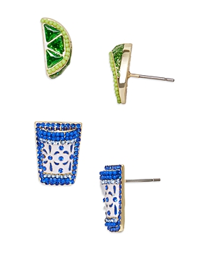 Shop Baublebar Add Agave Crystal & Bead Shots Stud Earrings In Gold Tone, Set Of 2 In Multi
