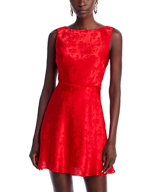 Shop Aqua X Liat Baruch Silk Jacquard Mini Dress - 100% Exclusive In Red