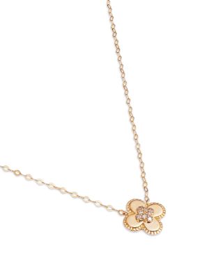 Bloomingdale's Fine Collection Diamond Clover Pendant Necklace 