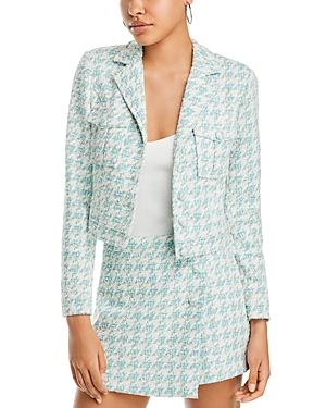 Aqua Tweed Cropped Blazer - 100% Exclusive In White/sky