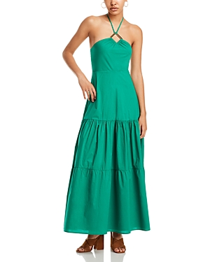 Aqua Cotton Halter Maxi Dress - 100% Exclusive In Kelly Green