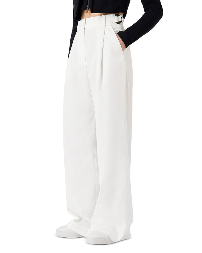 JACKIE TEXTURE TECHNO WIDE-LEG CROPPED PANT