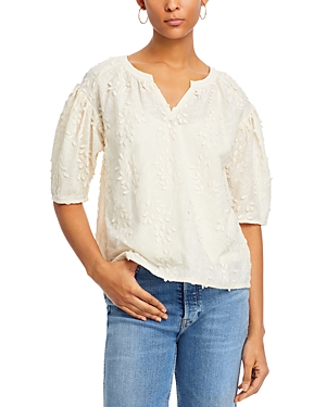 Cupio Embroidered Split Neck Top