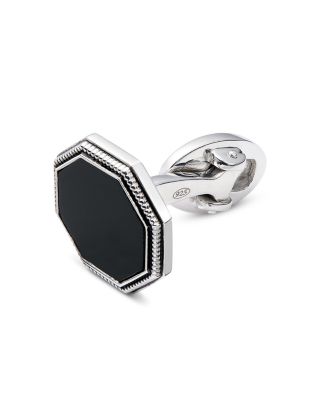 Octagon Sterling Silver & Onyx Cufflinks
