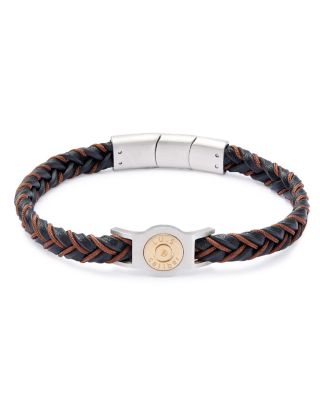 Two Tone Braided Rope & Leather Bracelet