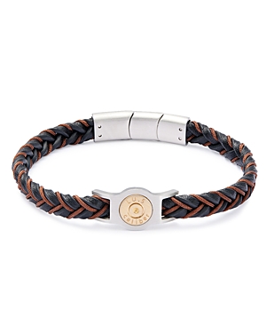 Shop Link Up Two Tone Braided Rope & Leather Bracelet In Black