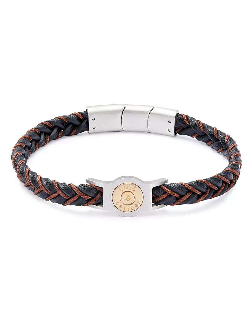 Link Up Two Tone Braided Rope & Leather Bracelet