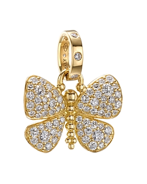 Shop Temple St Clair 18k Yellow Gold Diamond Snow Butterfly Pendant