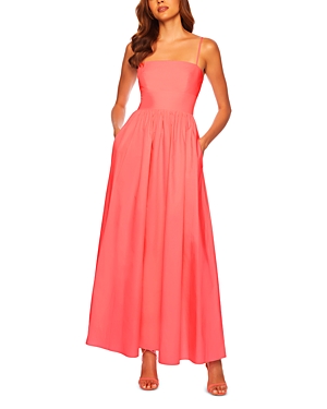 Shop Susana Monaco Cotton Cutout Back Maxi Dress In Knockout Pink