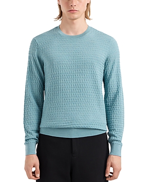 Shop Emporio Armani Ribbed Trim Crewneck Sweater In Solid Medium