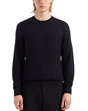 Shop Emporio Armani Ribbed Trim Crewneck Sweater In Multi