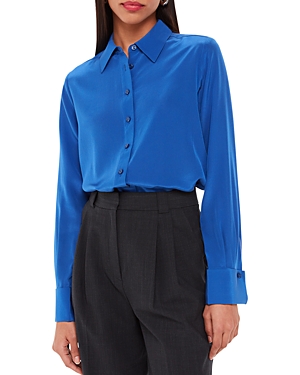 Shop Whistles Ultimate Silk Shirt In Blue