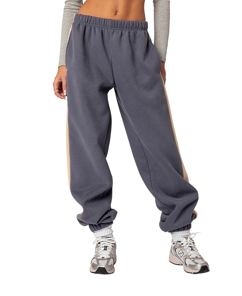 Edikted Saturn Oversized Side Stripe Sweatpants In Blue