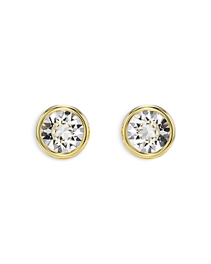 Shop Swarovski Imber Round Cut Stud Earrings In Gold