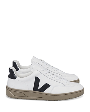 Shop Veja Men's V-12 Low Top Sneakers In White/black/dune
