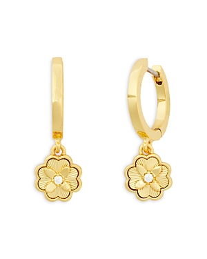 Shop Kate Spade New York Heritage Bloom Huggie Hoop Earrings In Gold