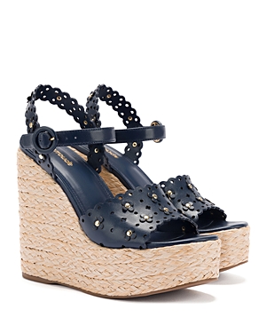 Larroude Women's Jasmine Flower Detail Espadrille Wedge Platform Sandals