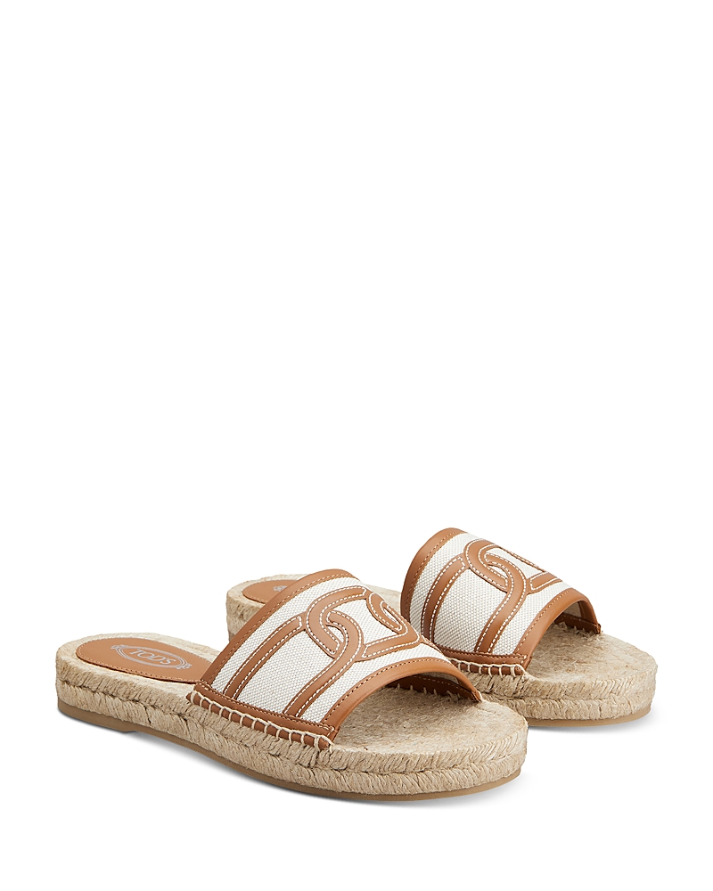 Tod's Kate Sandals In Canvas And Leather In Light Beige