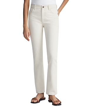 Shop Lafayette 148 Reeve High Rise Ankle Straight Jeans In Washed Ecru