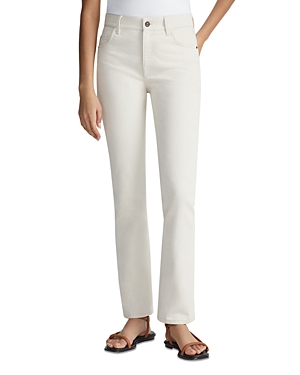 LAFAYETTE 148 REEVE HIGH RISE ANKLE STRAIGHT JEANS IN WASHED ECRU