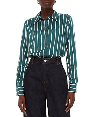 Shop Whistles Alex Striped Shirt In Green/mulit