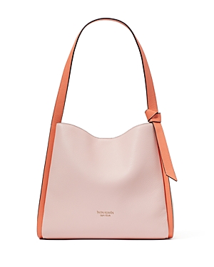 Shop Kate Spade New York Knott Color Blocked Pebbled Leather Large Shoulder Bag In Crepe Pink