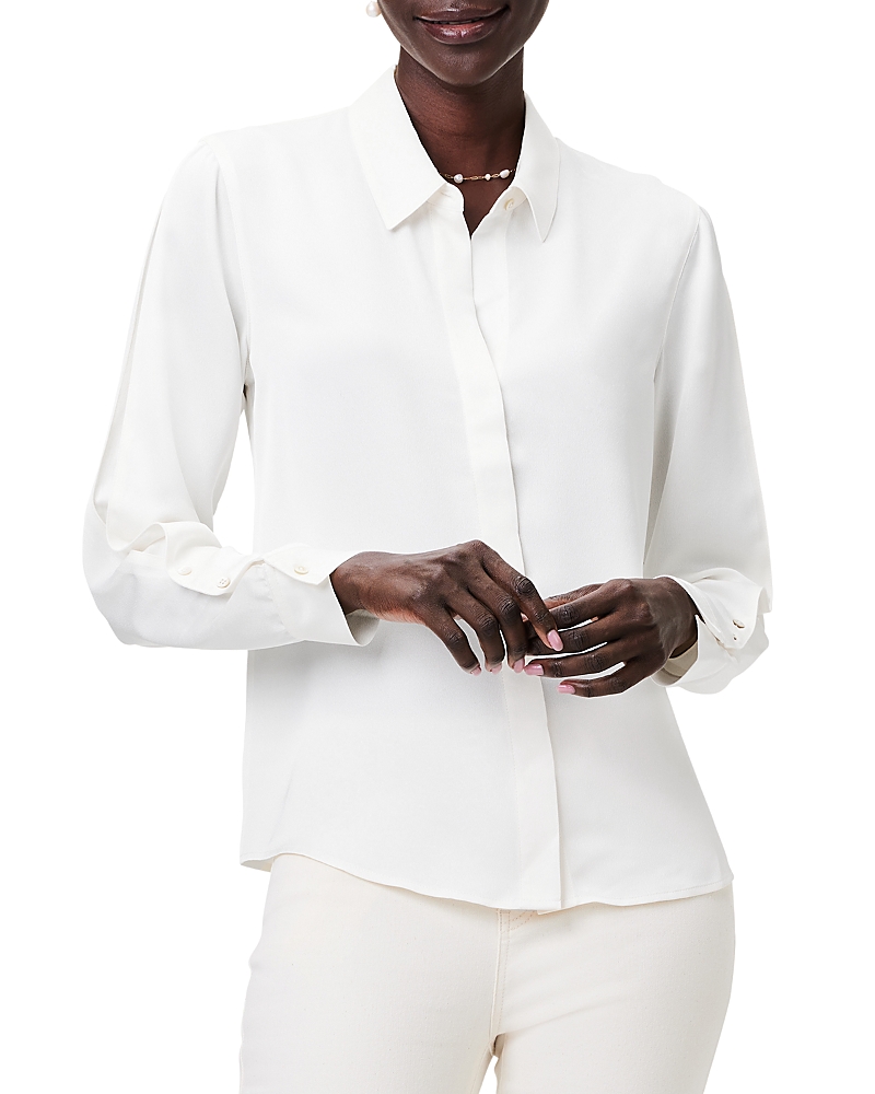 Nic + Zoe Satin Chiffon Button-up Shirt In Classic Cream