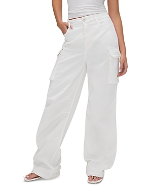 Shop Good American Baggy Cargo Pants In Cloud White