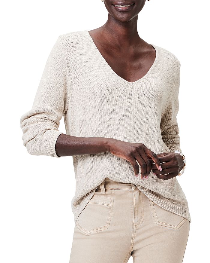 NIC+ZOE Womens Blue Long Sleeve V Neck Sweater main image 1