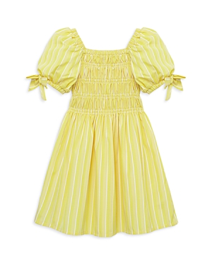 Shop Habitual Girls' Smocked Bubble Sleeve Dress - Little Kid In Yellow
