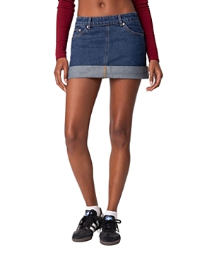 EDIKTED OFF DUTY FOLDED DENIM MINI SKIRT