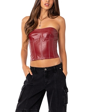EDIKTED MOSS FAUX LEATHER LACE UP CORSET