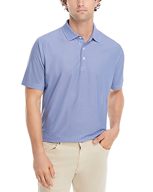 Shop Peter Millar Waverly Crown Sport 4 Way Stretch Mesh Geo Print Classic Fit Performance Polo In Navy