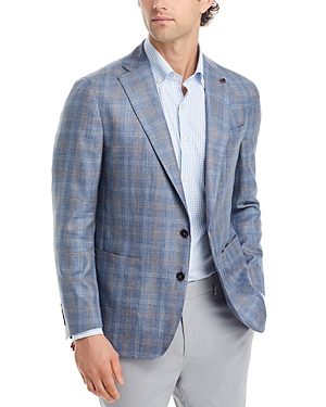 Shop Peter Millar Crown Crafted Andover Plaid Tailored Fit Soft Jacket In Blue Pearl