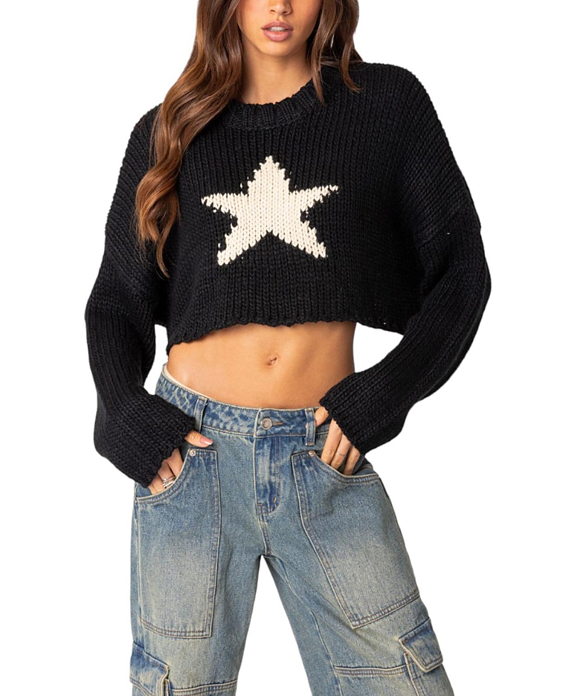 EDIKTED MEGA STAR CROPPED SWEATER