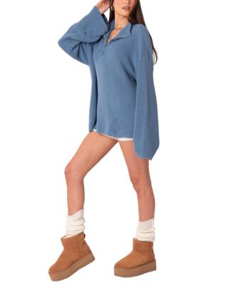 Amour High Neck Oversized Zip Sweater