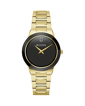 Shop Bulova Modern Millennia Watch, 32mm In Black/gold